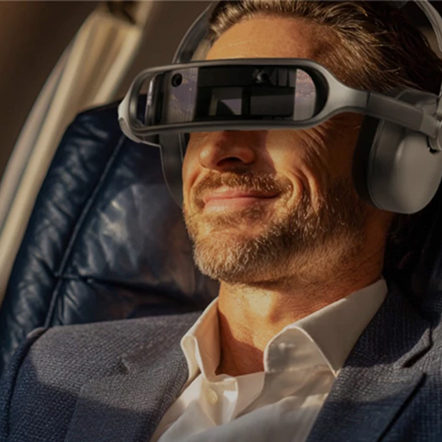 Smart headphones hide a fold-down immersive display in the headband